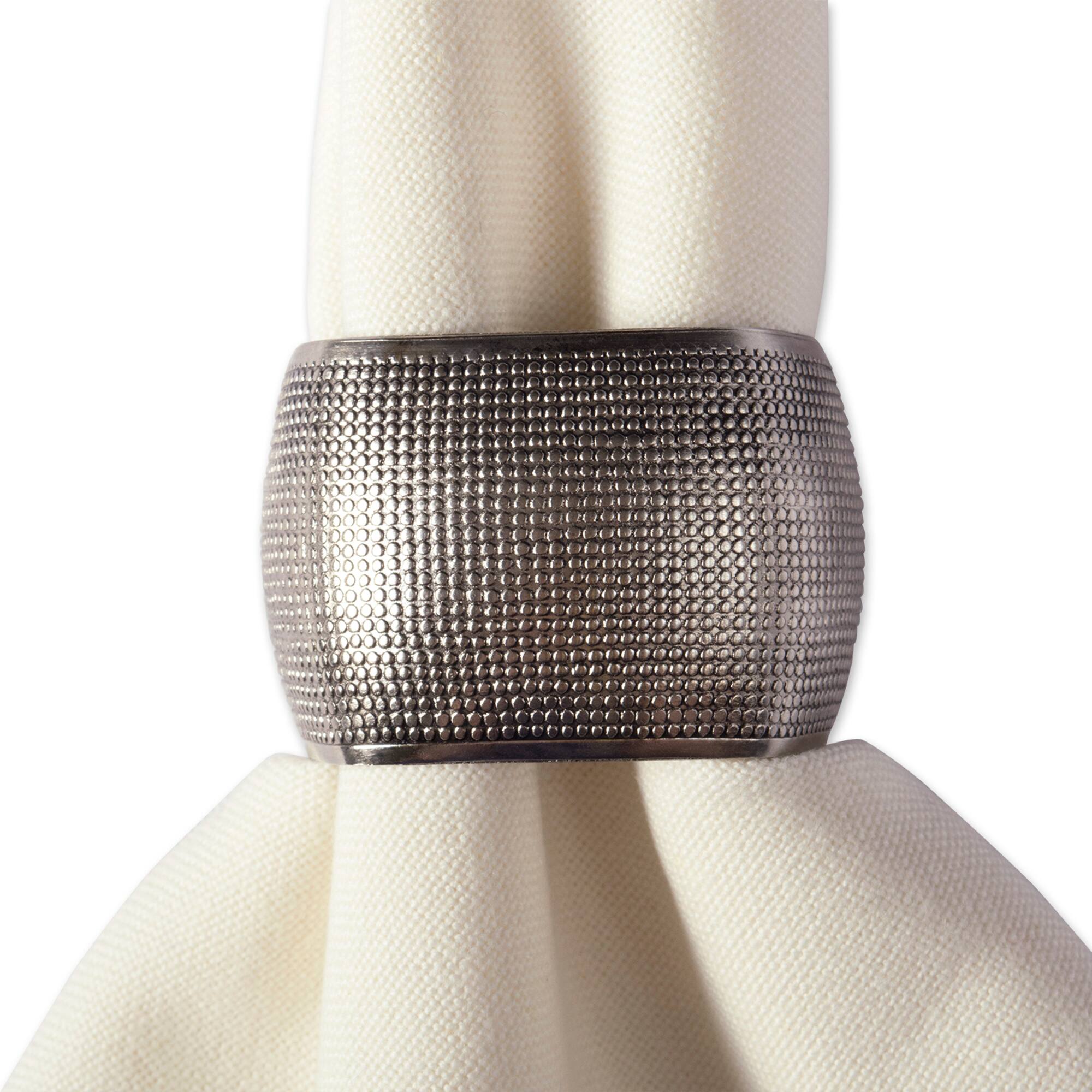 DII® Silver Textured Square Napkin Rings, 6ct.